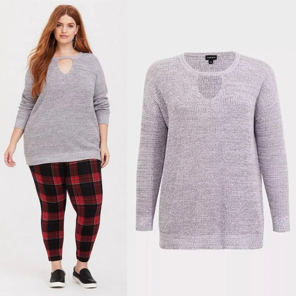 TORRID Marl Keyhole Tunic Top Sweater Grey Gray Size 2 2X - Picture 2 of 14